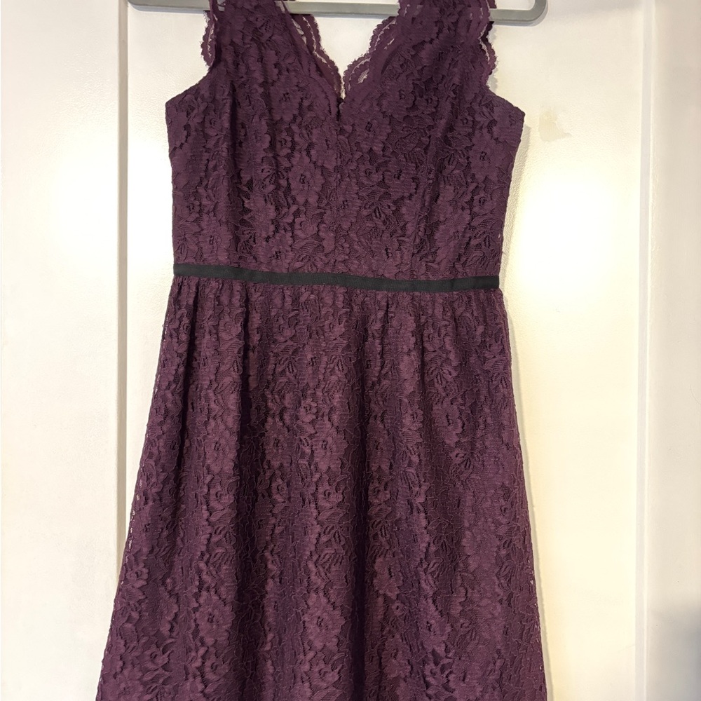 LOFT Plum Lace Midi Dress